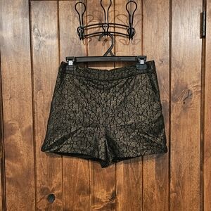 ✨️NWT BCBGeneration Black & Gold Lace Shimmer Shorts - 6